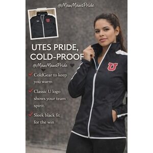Under Armour Womens University of Utah Utes ColdGear Full Zip Jacket Black‎ SM